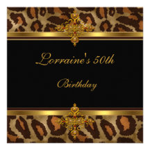 50.a fiesta de cumpleaños del oro negro exótico comunicado personalizado