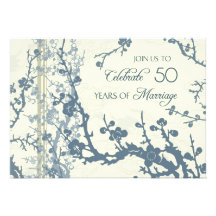 50.a tarjeta floral azul de la invitación del aniv
