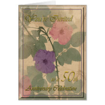 50.o aniversario color de rosa polvoriento antiguo tarjeta