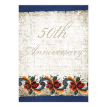 50.o Aniversario de boda - Rosemaling Invitacion Personalizada