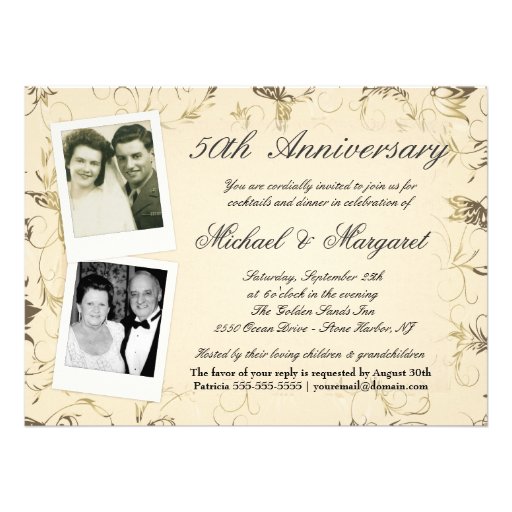 50.o aniversario - invitaciones de la foto - enton comunicados personalizados