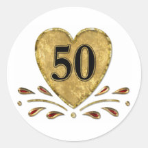 50.o aniversario - oro pegatinas redondas