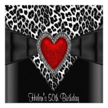 50.o Blanco rojo del negro del leopardo del corazó Comunicados Personales
