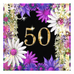 50.o compromiso floral elegante del cumpleaños invitación personalizada