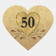 50.o Corazón de oro del aniversario Pegatina