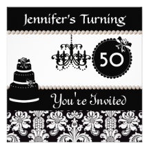 50.o Damasco negro y blanco Invitatio de la fiesta Comunicados Personales