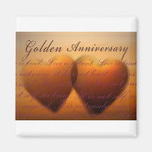 50.o Diseño de oro del corazón del aniversario Imán Para Frigorífico