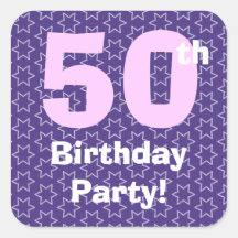 50.o El rojo de la fiesta de cumpleaños protagoniz Pegatinas Cuadradas