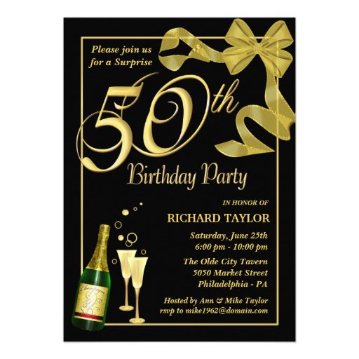 50.o Fiesta de cumpleaños - invitaciones del fiest Comunicados Personalizados