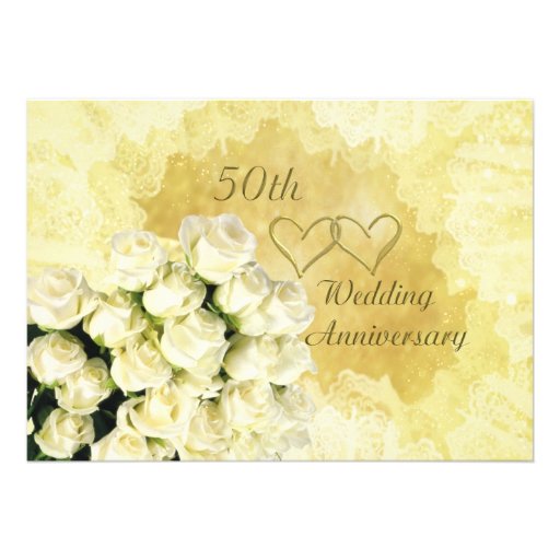 50.o Invitación del aniversario de boda con los ro