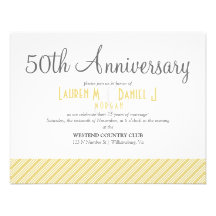 50.o Invitación rayada oro del fiesta del aniversa