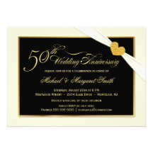50.o Invitaciones blancas de la cinta del aniversa Invitacion Personal