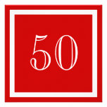 50.o Invitaciones de la fiesta de cumpleaños - roj Invitaciones Personalizada