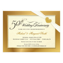 50.o Invitaciones del aniversario de boda de oro Comunicado Personalizado