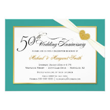 50.o Invitaciones del aniversario - trullo y oro Comunicados Personalizados