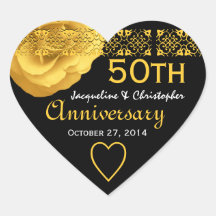50.o Pegatina subió ORO 001 del corazón del aniver