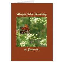 50.o personalizado feliz de la mariposa de la tarj