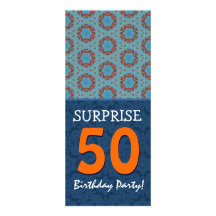 50.o Plantilla azul y anaranjada del cumpleaños de Invitaciones Personalizada