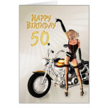 50.o Tarjeta de cumpleaños con un chica de la moto