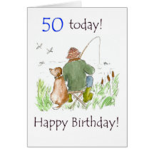 50.o Tarjeta de cumpleaños - pesca del hombre con 