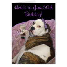 50.o Tarjeta de felicitación de Bulldogge del ingl