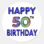 50.os regalos de cumpleaños y ropa felices del cum pegatinas redondas