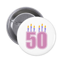 50 velas del cumpleaños (rosa/púrpura) pins