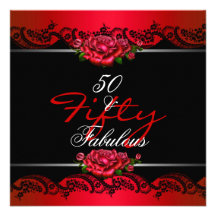 50 y 50.os rosas rojos fabulosos de la fiesta de c anuncio personalizado
