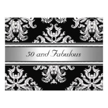 50 y fiesta de cumpleaños fabulosa del damasco invitacion personal 