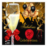 50 y fiesta de cumpleaños roja fabulosa del negro  invitación