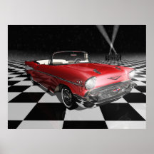'57 Chevy en el tablero de damas Posters
