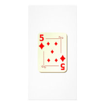 5 del naipe de los diamantes tarjetas fotograficas personalizadas