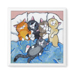 5 gatitos soñolientos - imán del arte del gato imanes