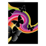 5 mariposas negras en el arco iris de Swirly Tarjetas