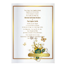 5" x 7" invitación floral de lujo de oro del boda