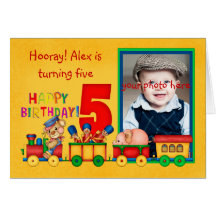 5ta tarjeta de la foto del cumpleaños con el tren 
