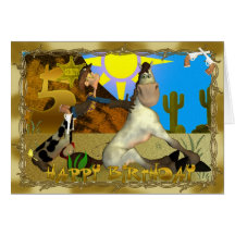 5ta tarjeta feliz del vaquero del cumpleaños