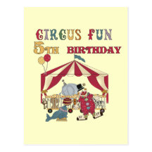 5tas camisetas y regalos del cumpleaños del circo postales