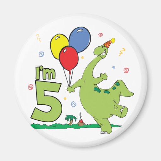 5to cumpleaños de Dino Imanes Para Frigoríficos