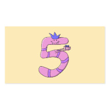 5to Dibujo animado del cumpleaños en rosa Plantillas De Tarjetas Personales