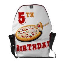 5to Fiesta de la pizza del cumpleaños Bolsa Messenger