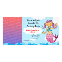 5to fiesta del chica de la sirena del cumpleaños p tarjeta con foto personalizada