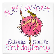 5x5 invitan al fiesta de la bailarina del cumpleañ invitación personalizada