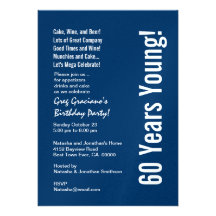 60 años modernos de rojo blanco azul del cumpleaño invitaciones personales 