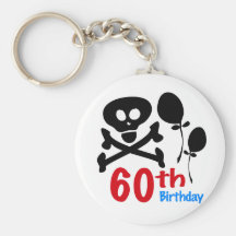 60.o Bandera pirata del cráneo del cumpleaños Llaveros Personalizados