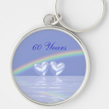 60.o Corazones del diamante del aniversario Llavero