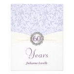 60.o Damasco de la lavanda de las invitaciones de  Comunicado Personal