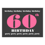 60.o Plantilla del confeti del rosa de la fiesta d Invitación Personalizada