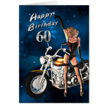 60.o Tarjeta de cumpleaños con una moto