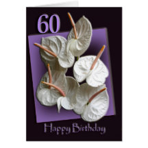60.o Tarjeta del feliz cumpleaños - Anthurium blan